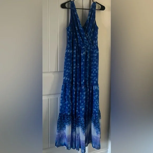 DKNY Vibrant Blue Patterned Maxi Dress - Picture 6 of 6